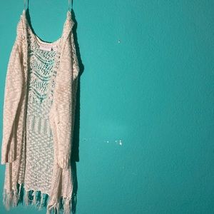 White cardigan with tassels